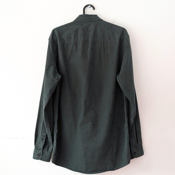 Frank & Oak St-Viateur Men's Forest Green / Fox Pattern 100% Cotton Shirt ~ Smal - Picture 6 of 11